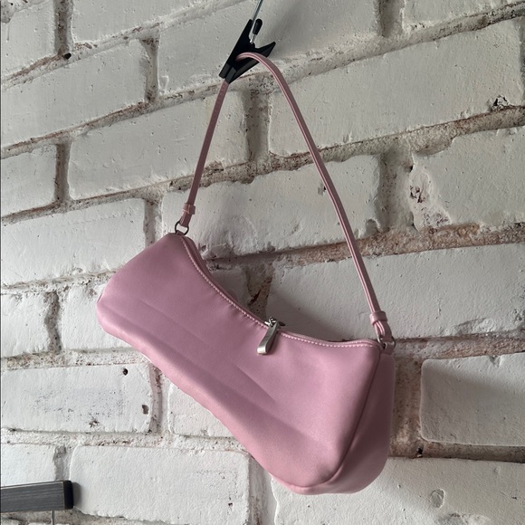 Elongated baguette Pink Shoulder Bag prom silver detail - Picture 2 of 6